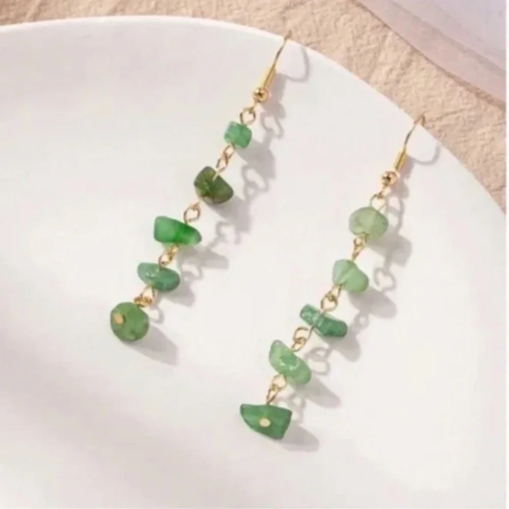 ❤️ FREE Stone Drop Tiered Boho Peasant Hippie Hipster Farm Cottage Earrings